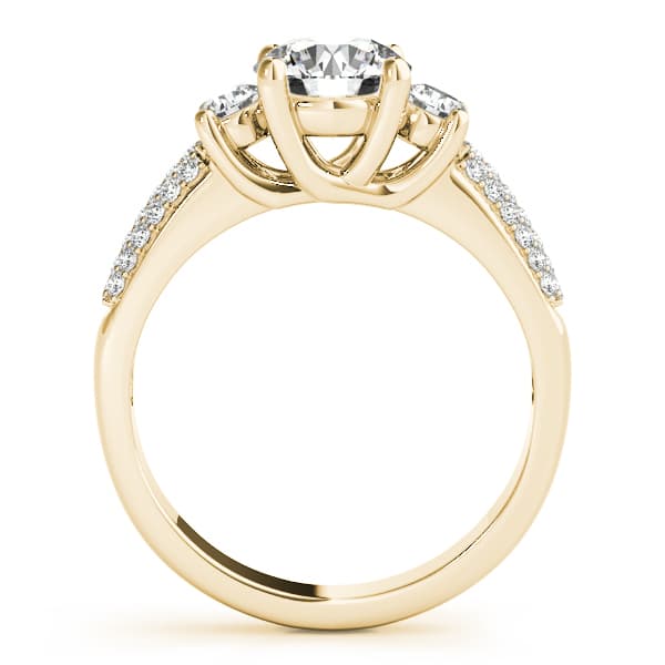 3 Stone Round Engagement Ring, style 84177, Side view in yellow gold