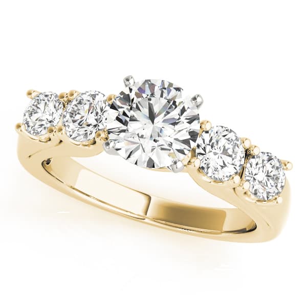 5-Stone Single Row Prong Set Engagement Ring, style 84181, Front view in yellow gold