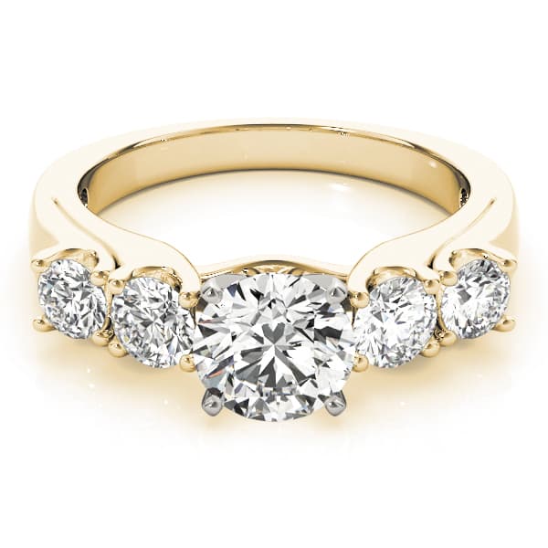 5-Stone Single Row Prong Set Engagement Ring, style 84181, On hand view in yellow gold
