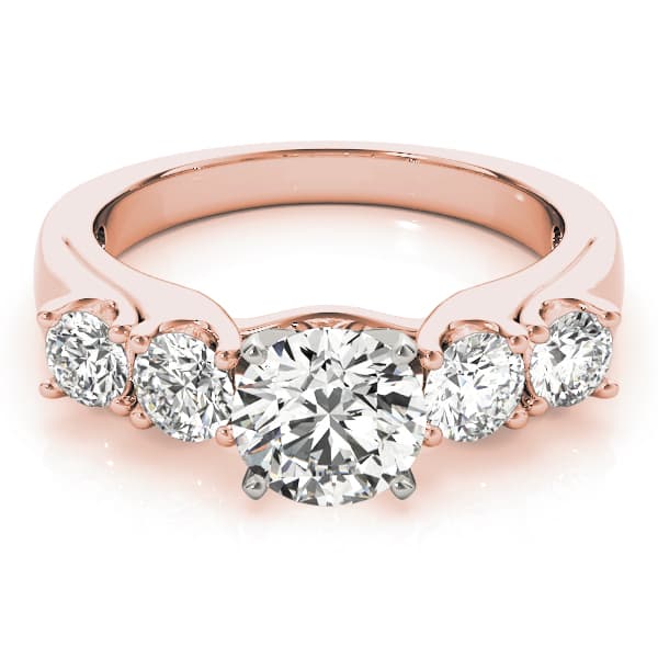 5-Stone Single Row Prong Set Engagement Ring, style 84181, On hand view in rose gold