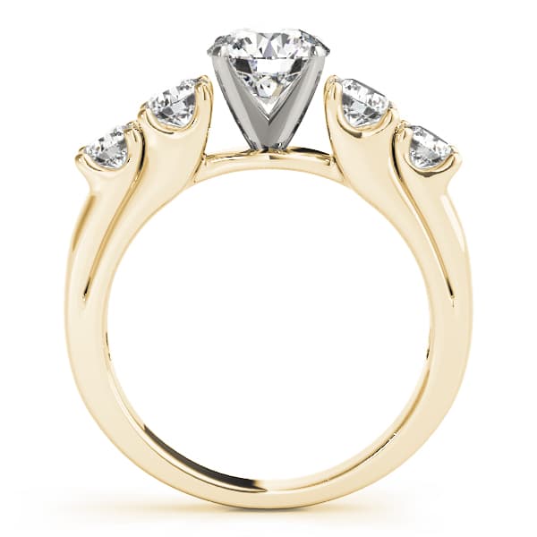 5-Stone Single Row Prong Set Engagement Ring, style 84181, Side view in yellow gold