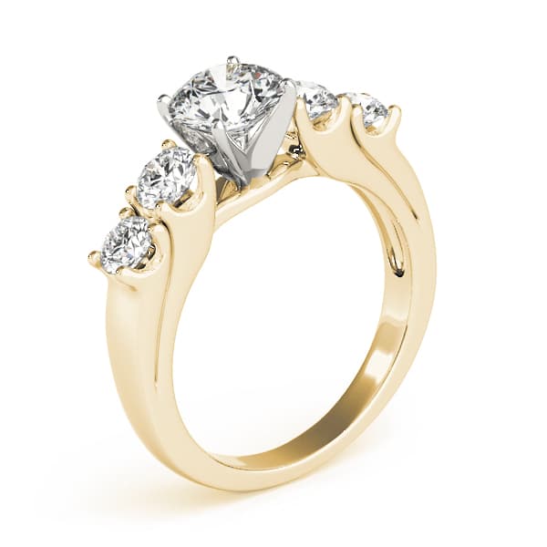 5-Stone Single Row Prong Set Engagement Ring, style 84181, Top view in yellow gold