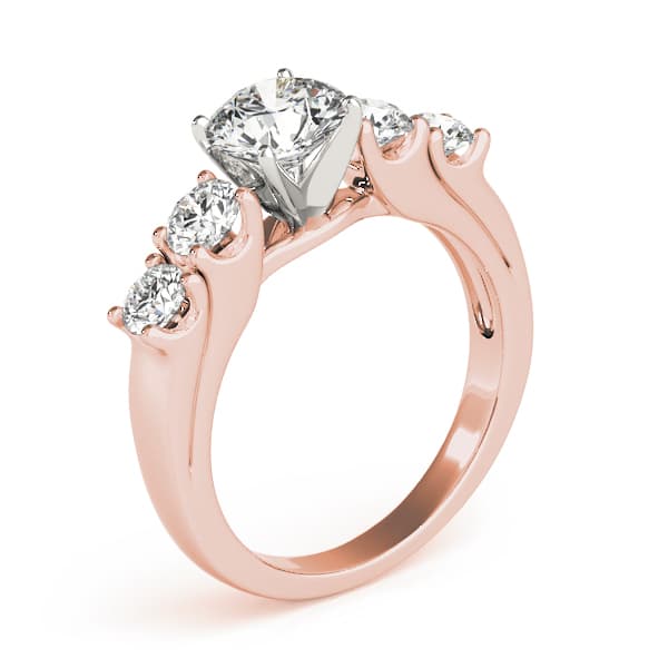 5-Stone Single Row Prong Set Engagement Ring, style 84181, Top view in rose gold