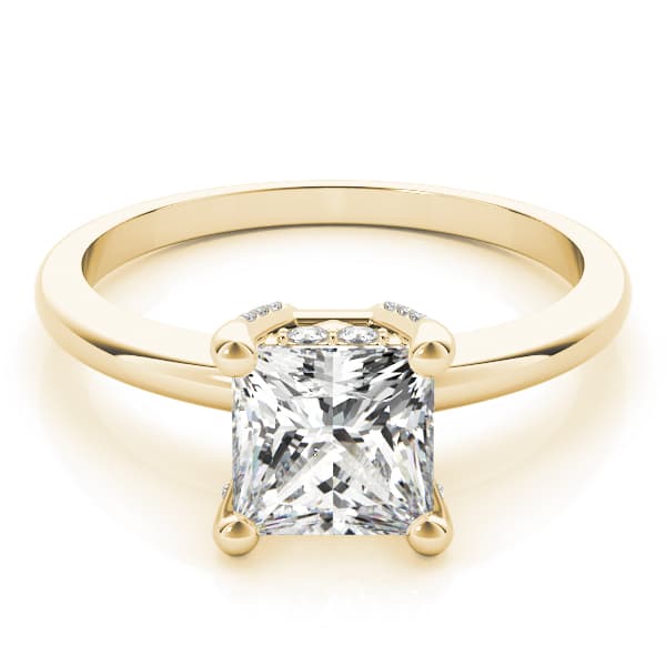 Solitaire Prince Engagement Ring, style 84187, On hand view in yellow gold
