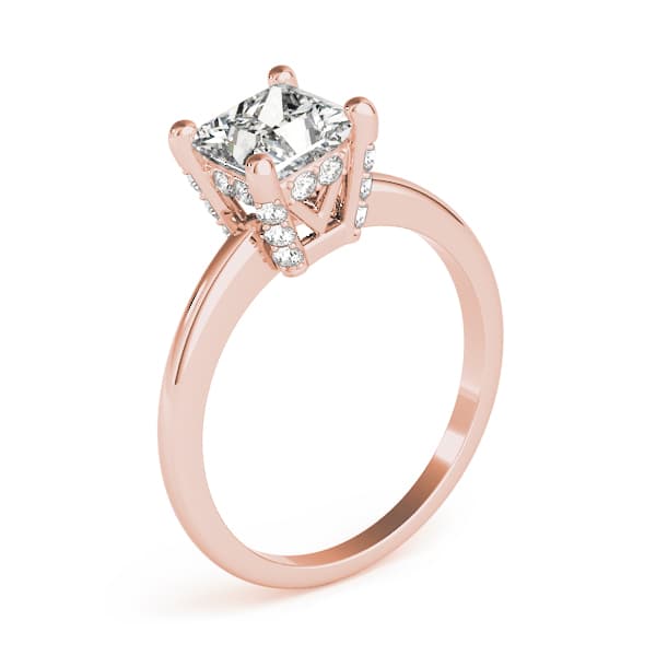 Solitaire Prince Engagement Ring, style 84187, Top view in rose gold