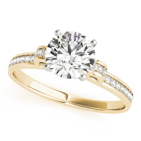 Single Row Prong Engagement Ring, style 84252, Front view in yellow gold
