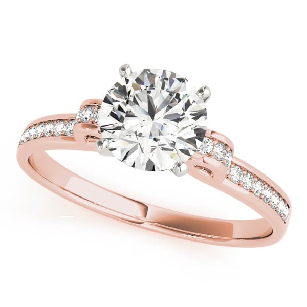 Single Row Prong Engagement Ring, style 84252, Front view in rose gold