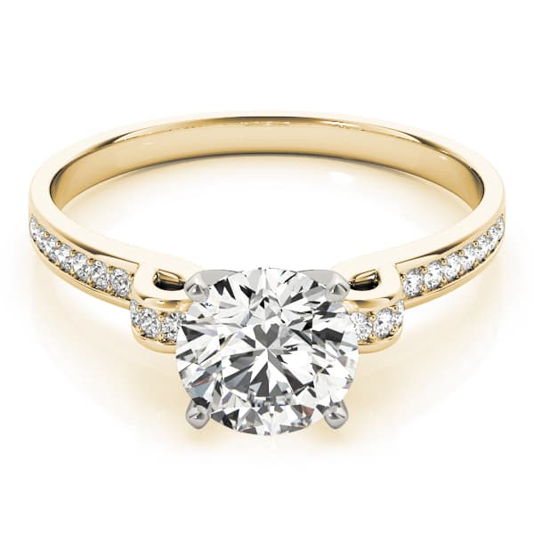 Single Row Prong Engagement Ring, style 84252, On hand view in yellow gold