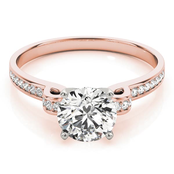 Single Row Prong Engagement Ring, style 84252, On hand view in rose gold