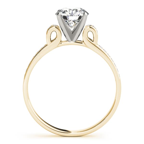Single Row Prong Engagement Ring, style 84252, Side view in yellow gold
