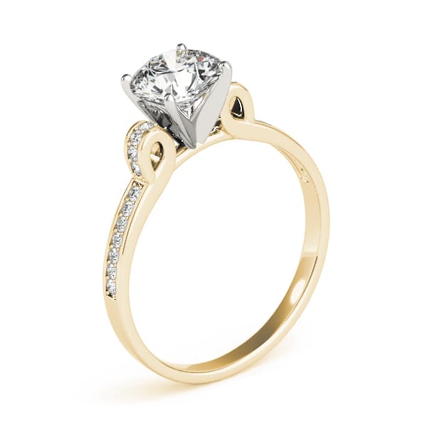 Single Row Prong Engagement Ring, style 84252, Top view in yellow gold