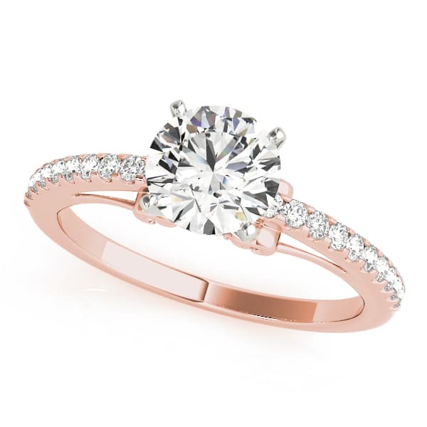 Single Row Prong Engagement Ring, style 84254, Front view in rose gold