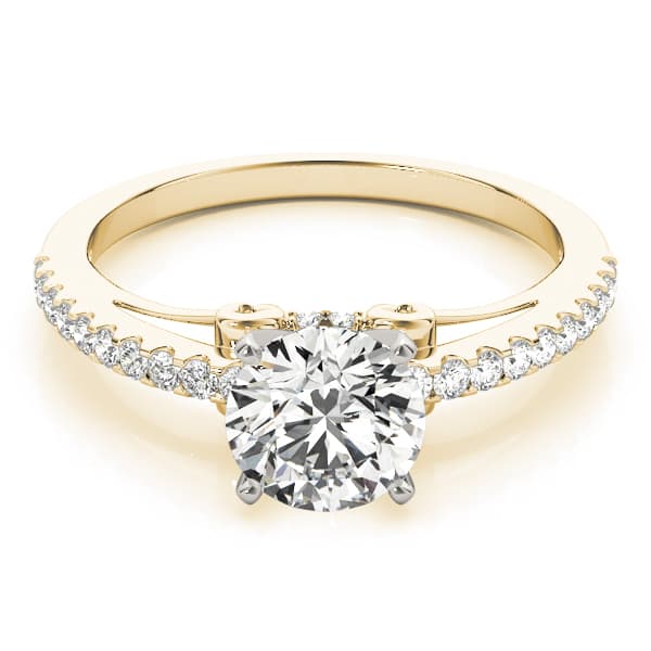 Single Row Prong Engagement Ring, style 84254, On hand view in yellow gold