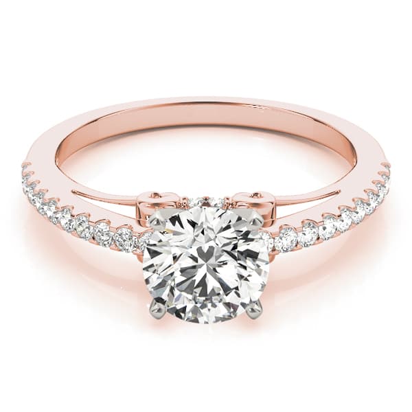 Single Row Prong Engagement Ring, style 84254, On hand view in rose gold