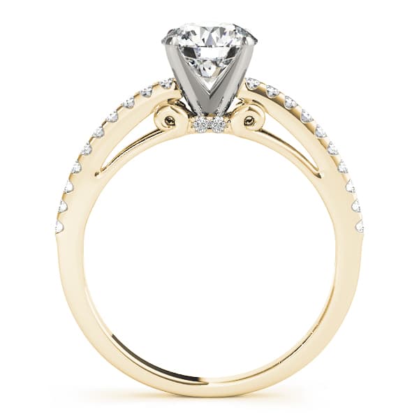 Single Row Prong Engagement Ring, style 84254, Side view in yellow gold