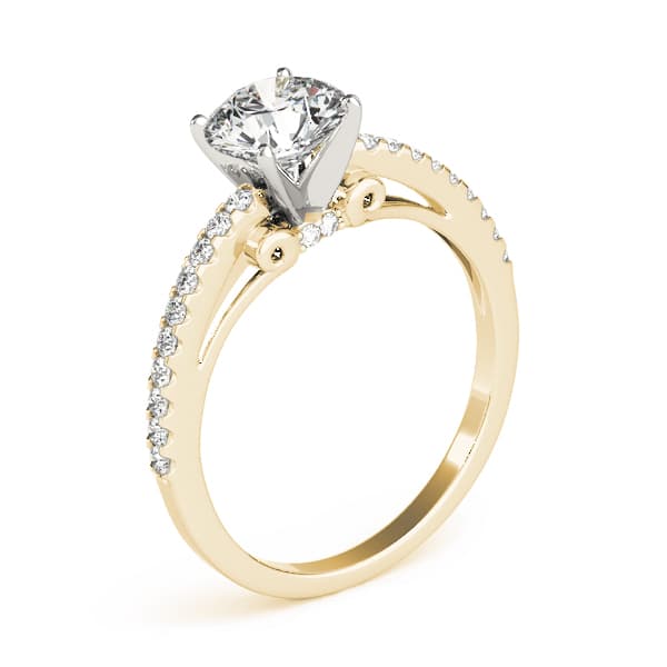 Single Row Prong Engagement Ring, style 84254, Top view in yellow gold