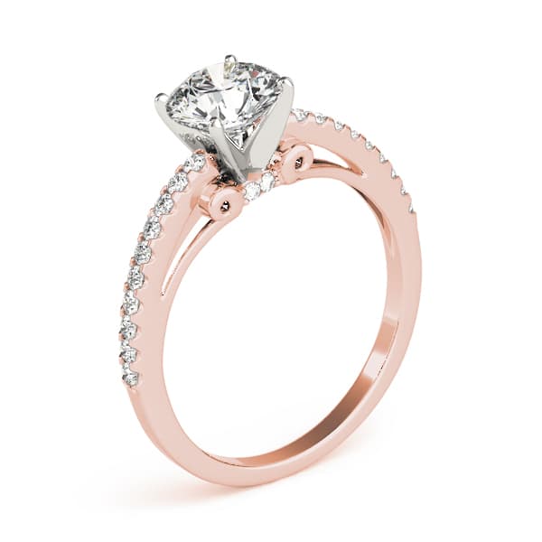 Single Row Prong Engagement Ring, style 84254, Top view in rose gold