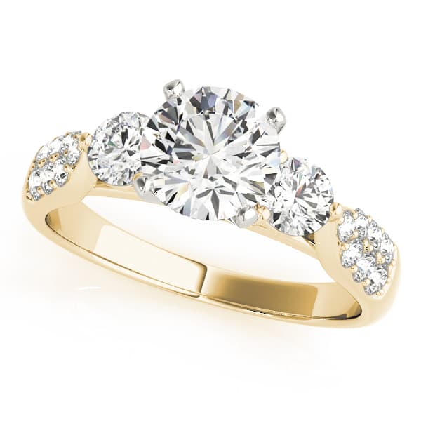 3 Stone Round Engagement Ring, style 84255, Front view in yellow gold