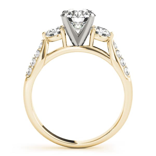 3 Stone Round Engagement Ring, style 84255, Side view in yellow gold