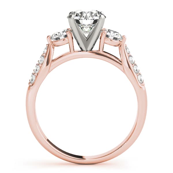 3 Stone Round Engagement Ring, style 84255, Side view in rose gold