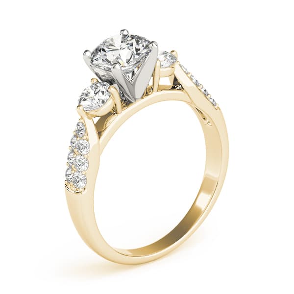 3 Stone Round Engagement Ring, style 84255, Top view in yellow gold