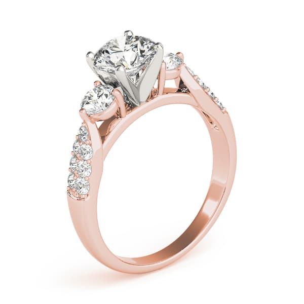 3 Stone Round Engagement Ring, style 84255, Top view in rose gold