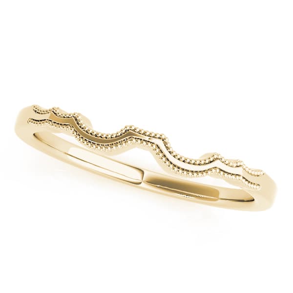 Milgrain Curved Wedding Band, Front view in yellow gold