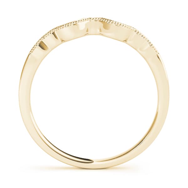 Milgrain Curved Wedding Band, Side view in yellow gold