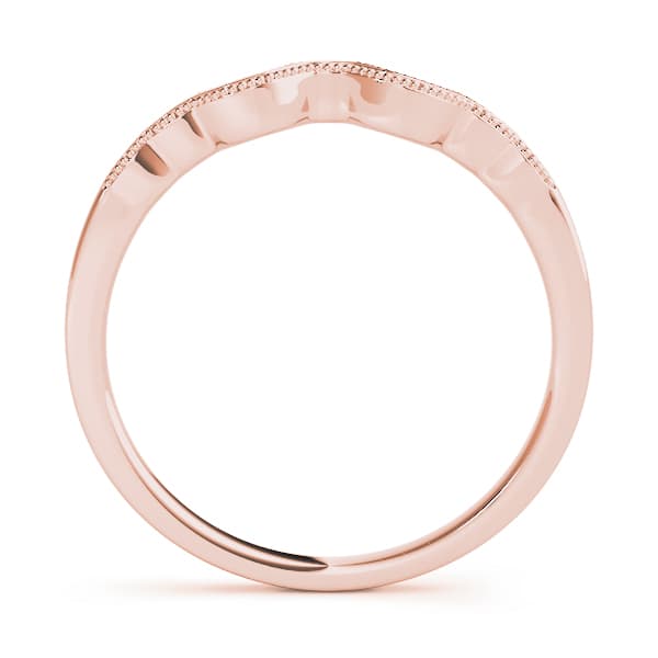 Milgrain Curved Wedding Band, Side view in rose gold