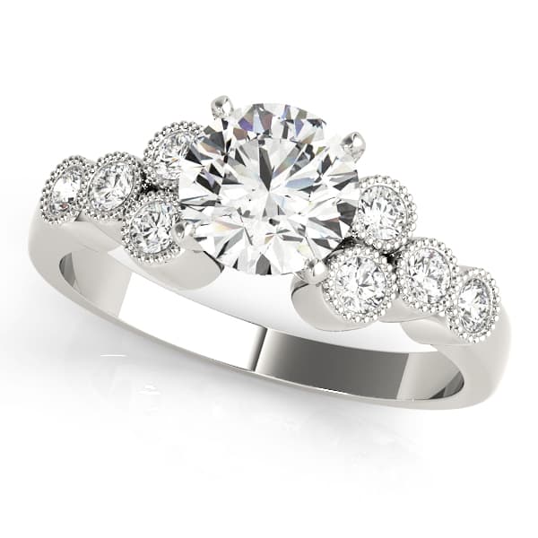 Cluster Sides Milgrain Engagement Rings — style 84256 in 10k White Gold