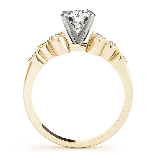 Cluster Sides Milgrain Engagement Ring, style 84256, Side view in yellow gold