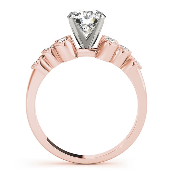 Cluster Sides Milgrain Engagement Ring, style 84256, Side view in rose gold