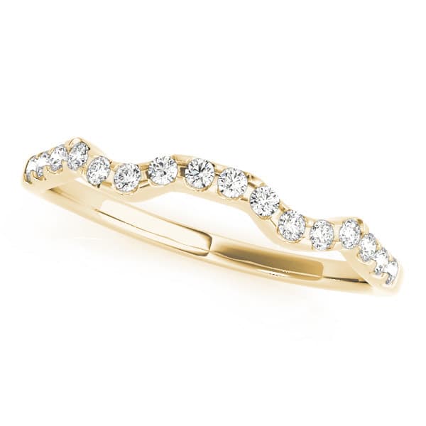Prong Set Curved Wedding Band (0.1 ct. tw.), Front view in yellow gold