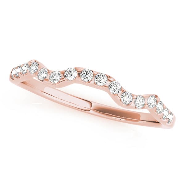 Prong Set Curved Wedding Band (0.1 ct. tw.), Front view in rose gold