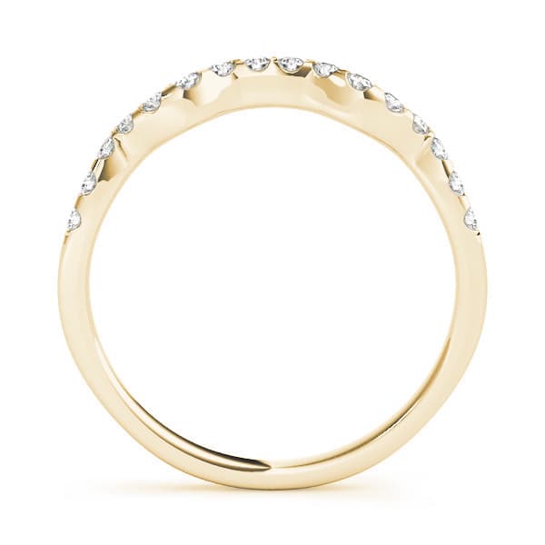 Prong Set Curved Wedding Band (0.1 ct. tw.), Side view in yellow gold