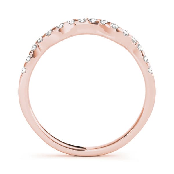 Prong Set Curved Wedding Band (0.1 ct. tw.), Side view in rose gold
