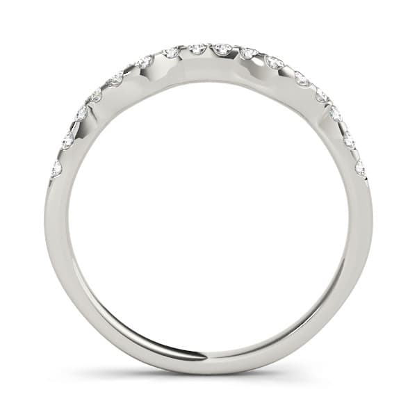 Prong Set Curved Wedding Band (0.1 ct. tw.), Side view in white gold or platinum