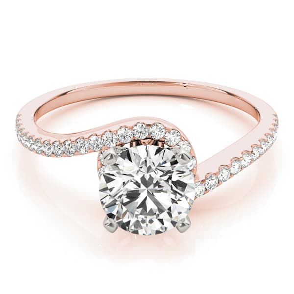 Bypass Engagement Ring, style 84261, On hand view in rose gold