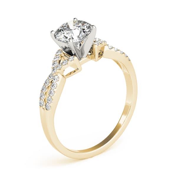 Split Shank Engagement Ring, style 84267, Top view in yellow gold
