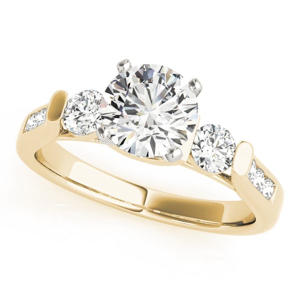 3 Stone Round Engagement Ring, style 84268, Front view in yellow gold