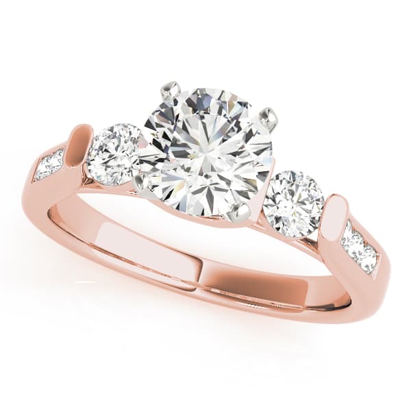 3 Stone Round Engagement Ring, style 84268, Front view in rose gold