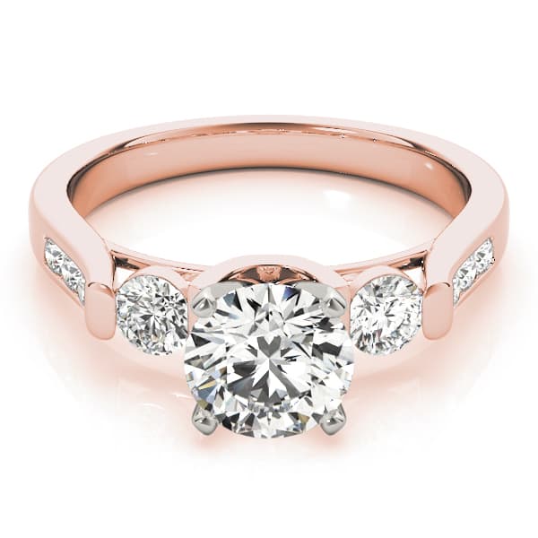 3 Stone Round Engagement Ring, style 84268, On hand view in rose gold