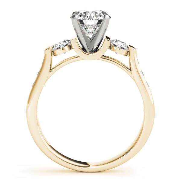 3 Stone Round Engagement Ring, style 84268, Side view in yellow gold