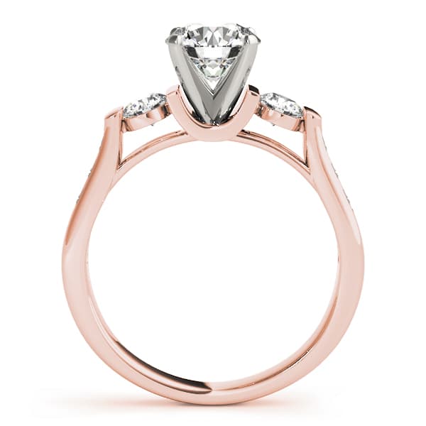 3 Stone Round Engagement Ring, style 84268, Side view in rose gold