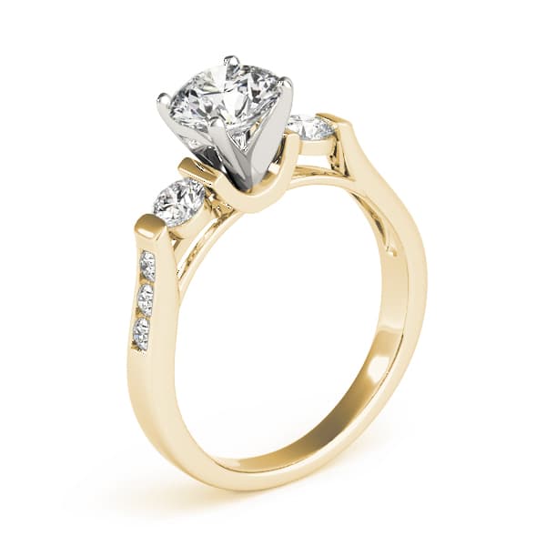 3 Stone Round Engagement Ring, style 84268, Top view in yellow gold