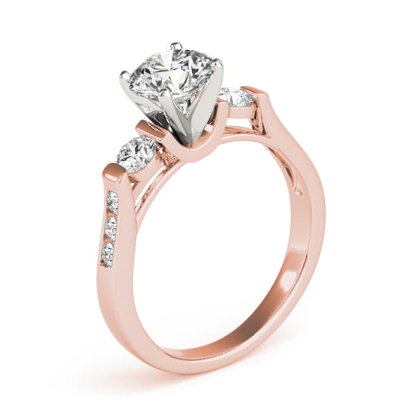 3 Stone Round Engagement Ring, style 84268, Top view in rose gold