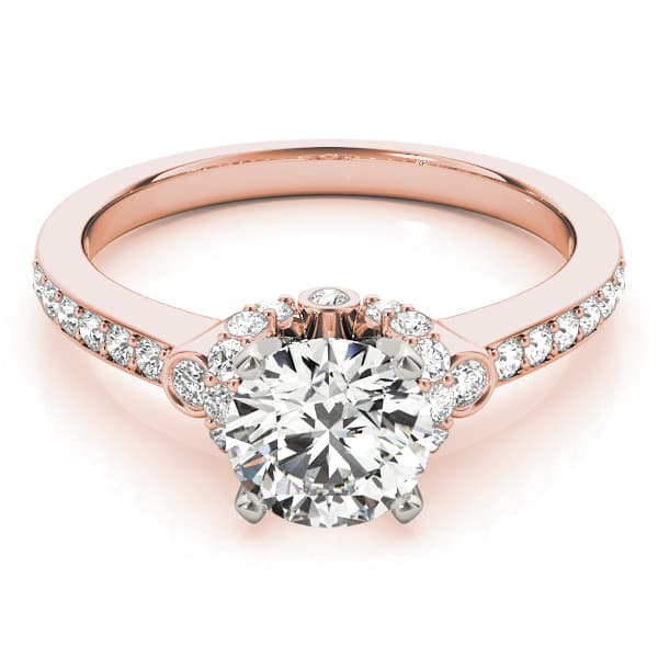 Cluster Sides Engagement Ring, style 84269, On hand view in rose gold