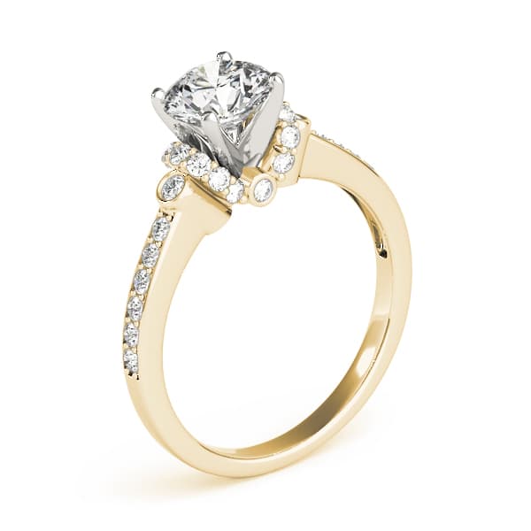 Cluster Sides Engagement Ring, style 84269, Top view in yellow gold