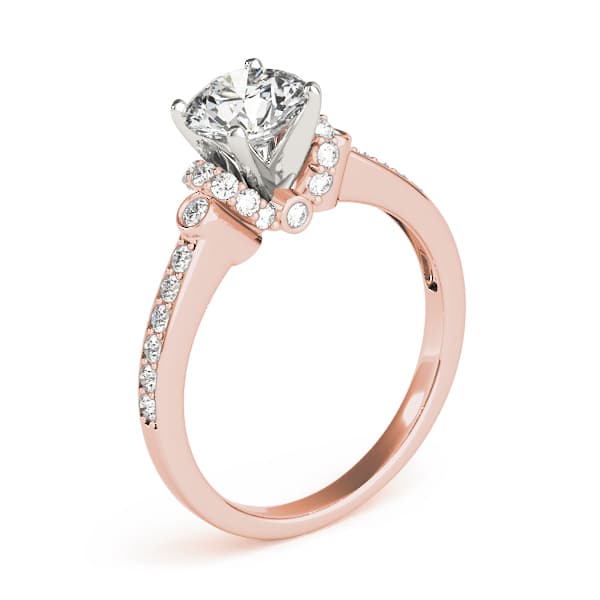 Cluster Sides Engagement Ring, style 84269, Top view in rose gold