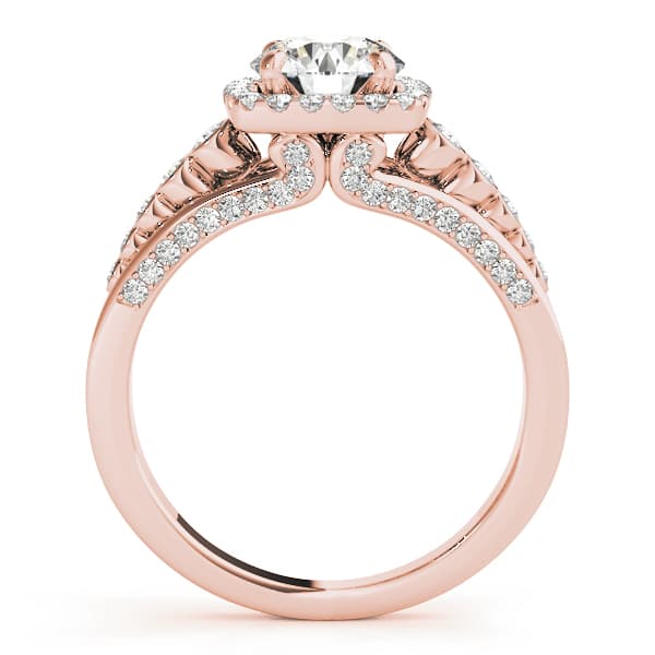 Multi-Row Bezel Set Round Halo Engagement Ring, style 84270, Side view in rose gold